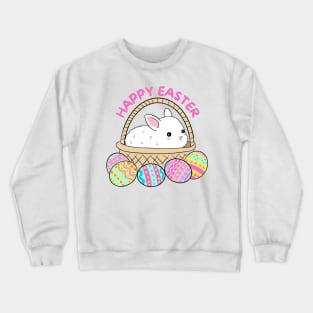 Happy easter a cute easter bunny in a basket Crewneck Sweatshirt